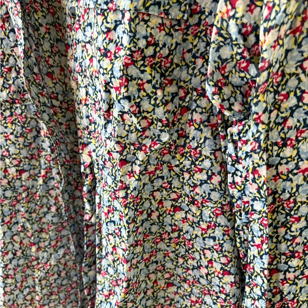 GAP Floral Boyfriend Fit Shirt - Blue, Red, Yellow - Picture 3 of 5